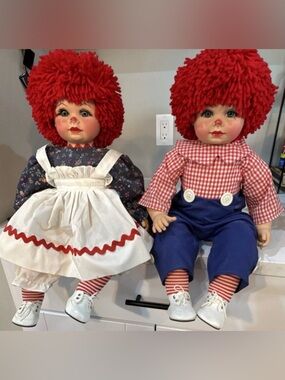 Dolls by Jerri Raggedy Jim & Raggedy Jerri Vintage Character Dolls Pair